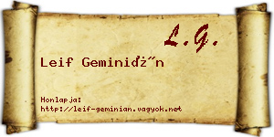 Leif Geminián névjegykártya